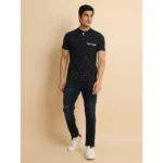Generic Men's Casual Cotton Printed Mandarin Collar Half Sleeve T-Shirt (Black) - Image 7