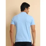 Generic Men's Casual Cotton Printed Mandarin Collar Half Sleeve T-Shirt (Skyblue) - Image 2