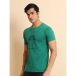 Generic Men's Casual Cotton Printed Round Neck Half Sleeve T-Shirt (Green) - Image 4