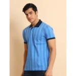 Generic Men's Casual Cotton Printed Polo Neck Half Sleeve T-Shirt (LightBlue) - Image 4