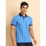 Generic Men's Casual Cotton Printed Polo Neck Half Sleeve T-Shirt (LightBlue) - Image 3