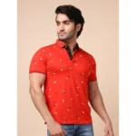 Men's Red Printed Polo - Angle 4