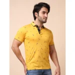 Generic Men's Casual Cotton Printed Polo Neck Half Sleeve T-Shirt (Mustard) - Image 4