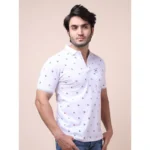 Generic Men's Casual Cotton Printed Polo Neck Half Sleeve T-Shirt (White) - Image 6