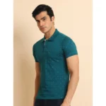 Generic Men's Casual Cotton Printed Polo Neck Half Sleeve T-Shirt (Green) - Image 4