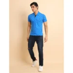 Generic Men's Casual Cotton Printed Polo Neck Half Sleeve T-Shirt (Blue) - Image 7