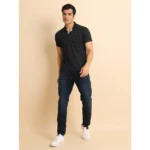 Generic Men's Casual Cotton Printed Polo Neck Half Sleeve T-Shirt (Black) - Image 7
