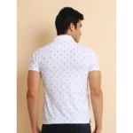 Generic Men's Casual Cotton Printed Polo Neck Half Sleeve T-Shirt (White) - Image 2