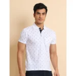 Generic Men's Casual Cotton Printed Polo Neck Half Sleeve T-Shirt (White) - Image 3