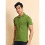 Generic Men's Casual Cotton Printed Polo Neck Half Sleeve T-Shirt (Green) - Image 4