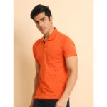 Generic Men's Casual Cotton Printed Polo Neck Half Sleeve T-Shirt (Rust) - Image 4