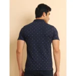 Generic Men's Casual Cotton Printed Polo Neck Half Sleeve T-Shirt (Navy) - Image 2
