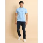 Generic Men's Casual Cotton Printed Mandarin Collar Half Sleeve T-Shirt (Skyblue) - Image 7