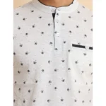 Generic Men's Casual Cotton Printed Mandarin Collar Half Sleeve T-Shirt (Offwhite) - Image 6