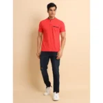 Generic Men's Casual Cotton Printed Mandarin Collar Half Sleeve T-Shirt (Red) - Image 7
