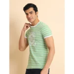 Generic Men's Casual Cotton Printed Round Neck Half Sleeve T-Shirt (LightGreen) - Image 4
