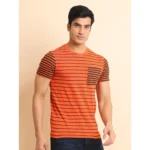 Generic Men's Casual Cotton Printed Round Neck Half Sleeve T-Shirt (Rust) - Image 3
