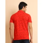 Generic Men's Casual Cotton Printed Mandarin Collar Half Sleeve T-Shirt (Red) - Image 2