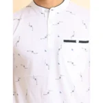 Generic Men's Casual Cotton Printed Mandarin Collar Half Sleeve T-Shirt (White) - Image 6