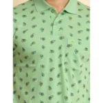 Generic Men's Casual Cotton Printed Polo Neck Half Sleeve T-Shirt (Light Green) - Image 6