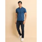 Generic Men's Casual Cotton Printed Polo Neck Half Sleeve T-Shirt (Blue) - Image 7