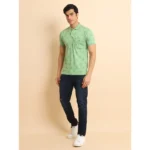 Generic Men's Casual Cotton Printed Polo Neck Half Sleeve T-Shirt (Light Green) - Image 7