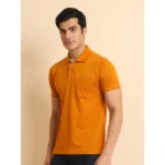 Generic Men's Casual Cotton Printed Polo Neck Half Sleeve T-Shirt (Brown) - Image 4