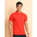 Generic Men's Casual Cotton Printed Polo Neck Half Sleeve T-Shirt (Red) - Image 3