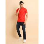 Generic Men's Casual Cotton Printed Polo Neck Half Sleeve T-Shirt (Red) - Image 7