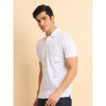 Generic Men's Casual Cotton Printed Polo Neck Half Sleeve T-Shirt (White) - Image 4