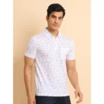Generic Men's Casual Cotton Printed Polo Neck Half Sleeve T-Shirt (White) - Image 3