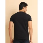 Generic Men's Casual Cotton Printed Round Neck Half Sleeve T-Shirt (Black) - Image 2