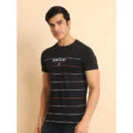Generic Men's Casual Cotton Printed Round Neck Half Sleeve T-Shirt (Black) - Image 4