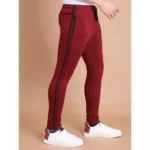 Generic Men's Casual Cotton Striped Full Length Track Pant (Maroon) - Image 3
