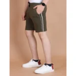 Generic Men's Casual Cotton Striped Above knee Shorts (Olive) - Image 3