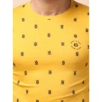 Generic Men's Casual Cotton Printed Round Neck Full Sleeve T-Shirt (Mustard) - Image 6