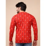Generic Men's Casual Cotton Printed Round Neck Full Sleeve T-Shirt (Red) - Image 2