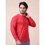 Generic Men's Casual Cotton Printed Round Neck Full Sleeve T-Shirt (Red) - Image 4
