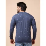 Generic Men's Casual Cotton Printed Round Neck Full Sleeve T-Shirt (Blue) - Image 2