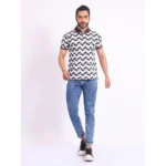 Generic Men's Casual Cotton Printed Polo Neck Half Sleeve T-Shirt (White) - Image 7