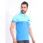 Generic Men's Casual Cotton Printed Polo Neck Half Sleeve T-Shirt (Skyblue) - Image 4
