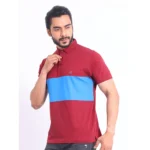 Generic Men's Casual Cotton Printed Polo Neck Half Sleeve T-Shirt (Maroon) - Image 3