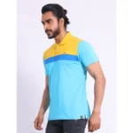 Generic Men's Casual Cotton Printed Polo Neck Half Sleeve T-Shirt (Skyblue) - Image 3