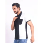 Generic Men's Casual Cotton Printed Polo Neck Half Sleeve T-Shirt (Black) - Image 3
