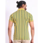 Generic Men's Casual Cotton Printed Polo Neck Half Sleeve T-Shirt (Mustard) - Image 2