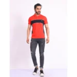 Generic Men's Casual Cotton Printed Polo Neck Half Sleeve T-Shirt (Red) - Image 7