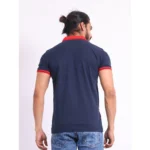 Generic Men's Casual Cotton Printed Polo Neck Half Sleeve T-Shirt (Navy) - Image 2