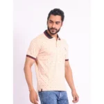 Generic Men's Casual Cotton Printed Polo Neck Half Sleeve T-Shirt (Peach) - Image 4