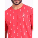 Generic Men's Casual Cotton Printed Round Neck Half Sleeve T-Shirt (Red) - Image 6