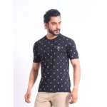 Generic Men's Casual Cotton Printed Round Neck Half Sleeve T-Shirt (Black) - Image 4